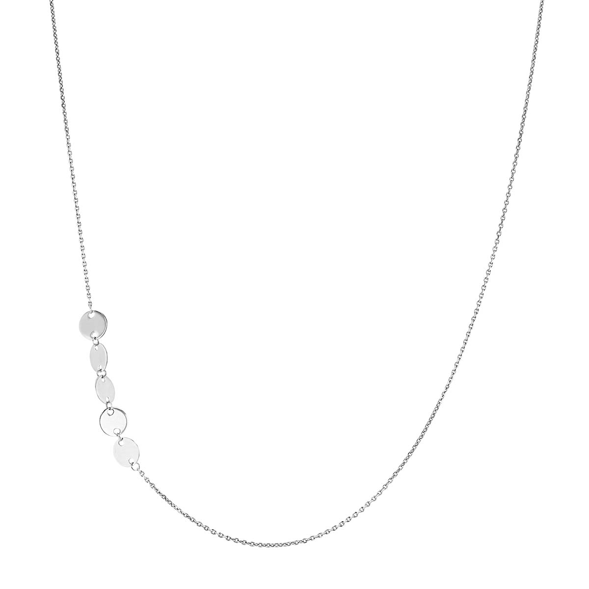 White Gold Mini Disc Necklace, 16